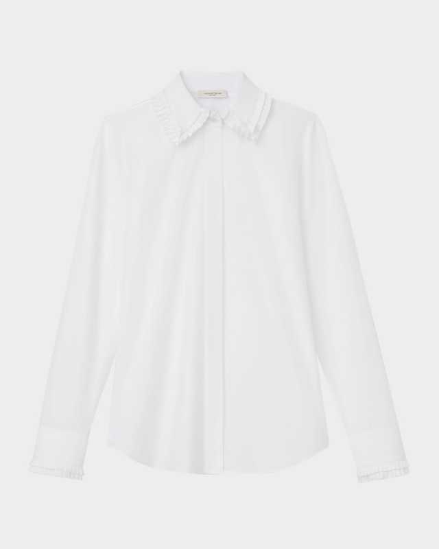 Pleated-Trim Cotton Shirt